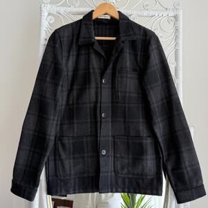 Emile Lafaurie Chore Painters Jacket Small Gray Wool Blend Button Up Overshirt